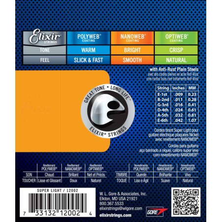 Elixir 19002 Electric NPS Optiweb Super Light 9-42 snarenset