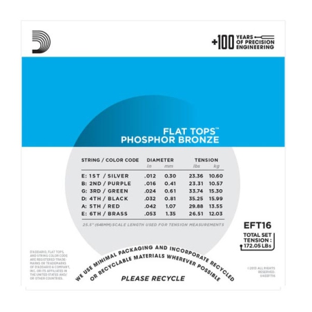 D'addario EFT16 Phosphor Bronze Flat Tops light