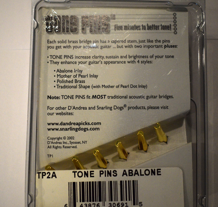 D'Andrea TONE PINS solid brass Abalone