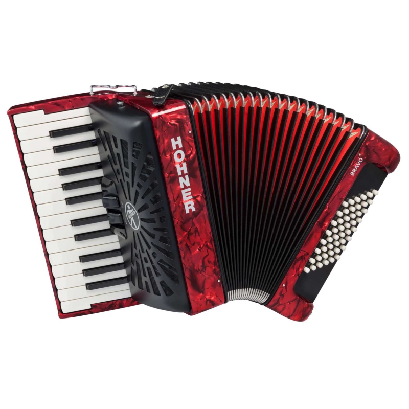 Hohner Bravo II 48 Silent Key Rood