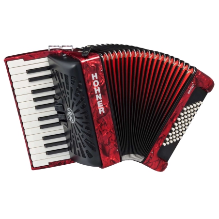 Hohner Bravo II 48 Silent Key Rood