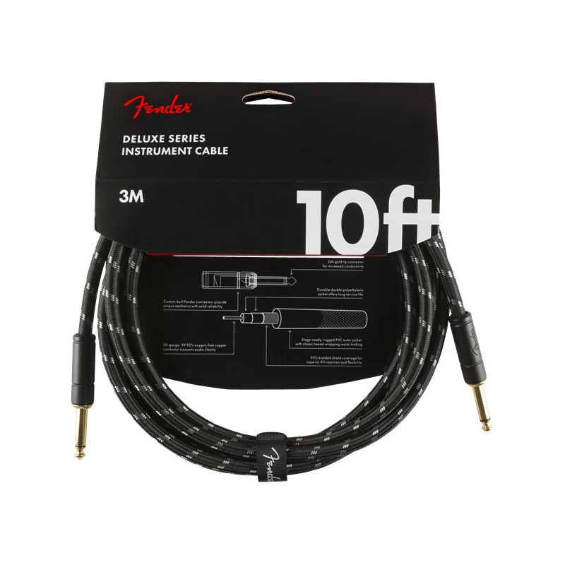 Fender Deluxe Series Instrument Cable 3 meter Black Tweed