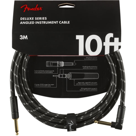 Fender Deluxe Series Instrument Cable 3 meter Straight/Angle BK
