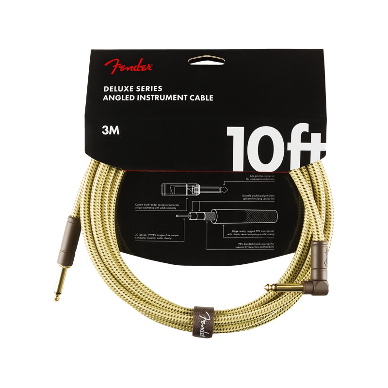 Fender Deluxe Series Instrument Cable Straight/Angle 3 meter Tweed