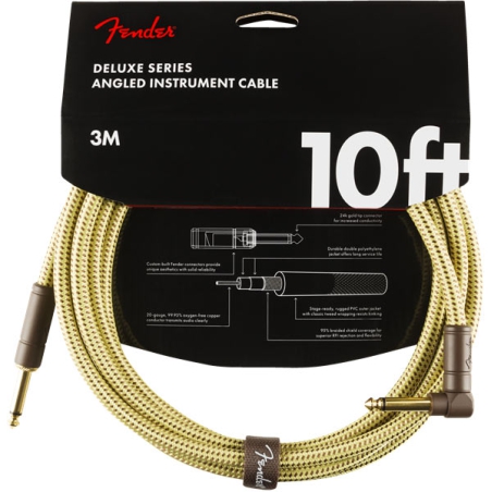 Fender Deluxe Series Instrument Cable Straight/Angle 3 meter Tweed