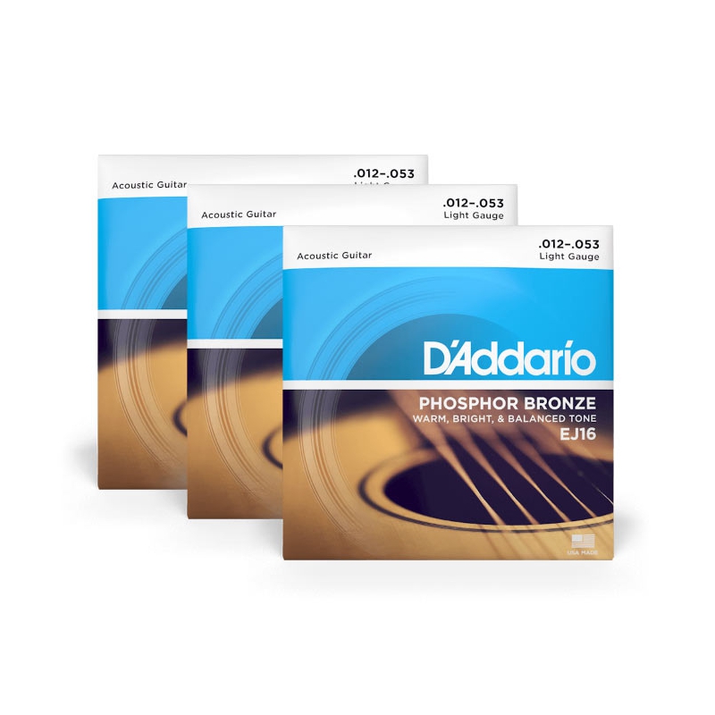 D'addario EJ16-3D Phosphor Bronze Light 3 Sets