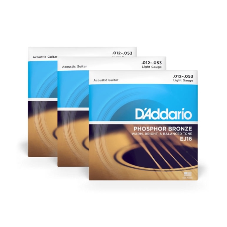 D'addario EJ16-3D Phosphor Bronze Light 3 Sets