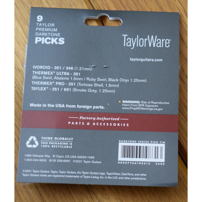 Taylor Premium DarkTone Picks Tin 9 picks