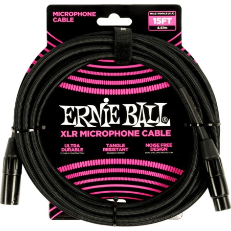 Ernie Ball Microfoon kabel 4,5m zwart EEB 6391
