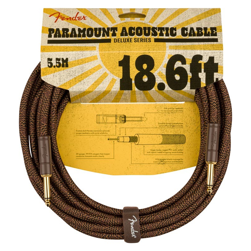 Fender Paramount 18.6 Acoustic Instrument Cable Brown