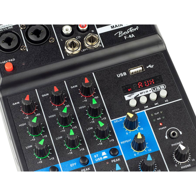 Boston F-4A 4 Kanaals Live Mixer met EFX+ BlueTooth