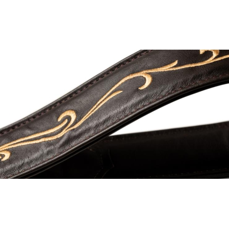 Taylor Nouveau Embroidered Leather Guitar Strap Chocolate Brown