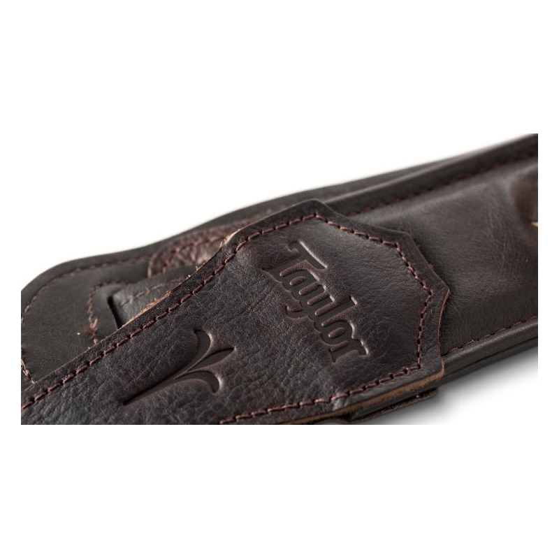 Taylor Nouveau Embroidered Leather Guitar Strap Chocolate Brown