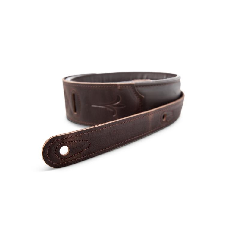 Taylor Nouveau Embroidered Leather Guitar Strap Chocolate Brown
