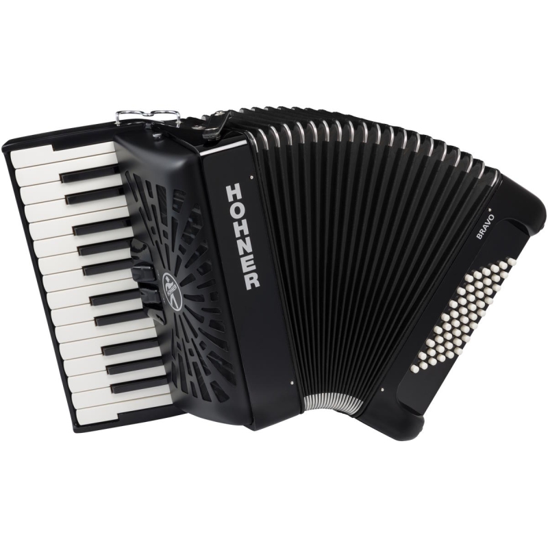 Hohner Bravo II 48 Silent Key Zwart