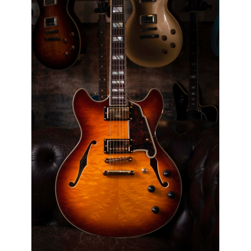 DAngelico Excel DC XT Iced Tea Burst Quilt