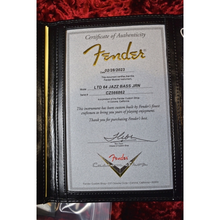 certificate Fender Custom Shop  LTD 64 Jazz Bass Journeyman Relic LPB