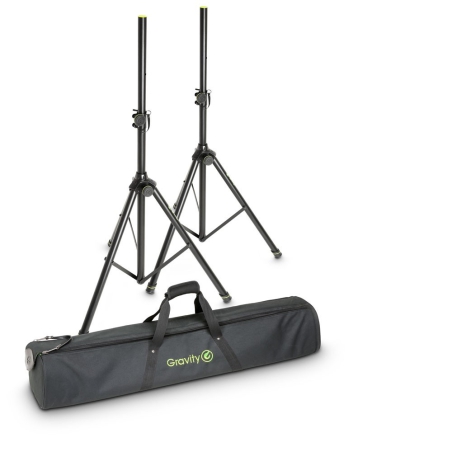 Gravity Set of 2 Aluminium Speaker Stands with Carrying Bag
