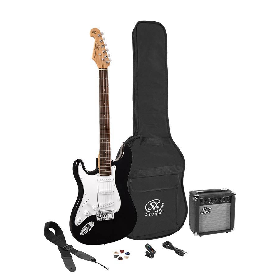 SX SE1SK-LH BK elektrisch gitaarpakket linkshandig