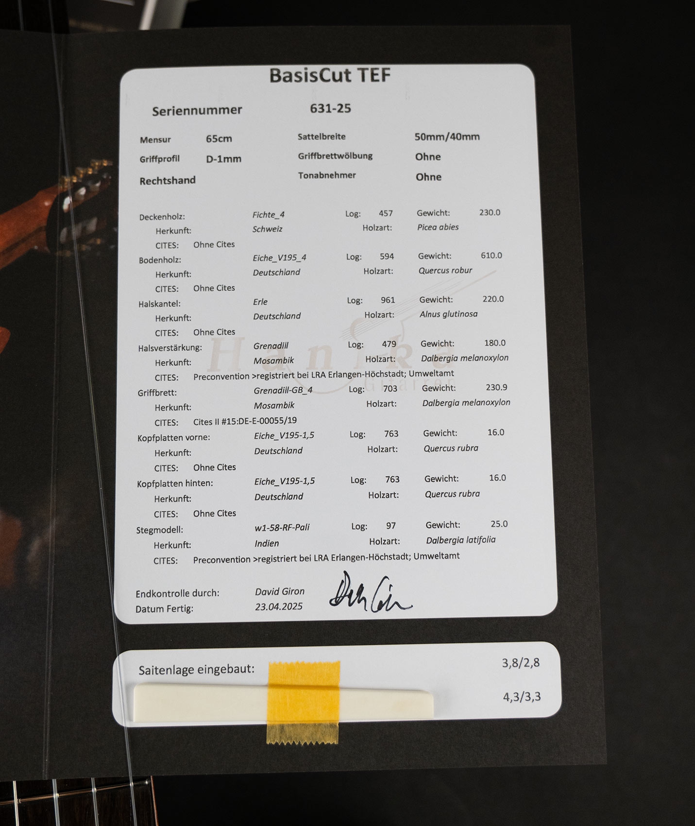 Hanika BasisCut TEF sheet