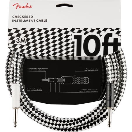 Fender Pro 10 Instrument Cable 3 meter Checkerboard