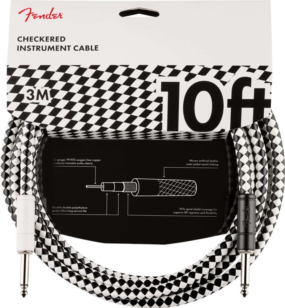 Fender Pro 10 Instrument Cable 3 meter Checkerboard