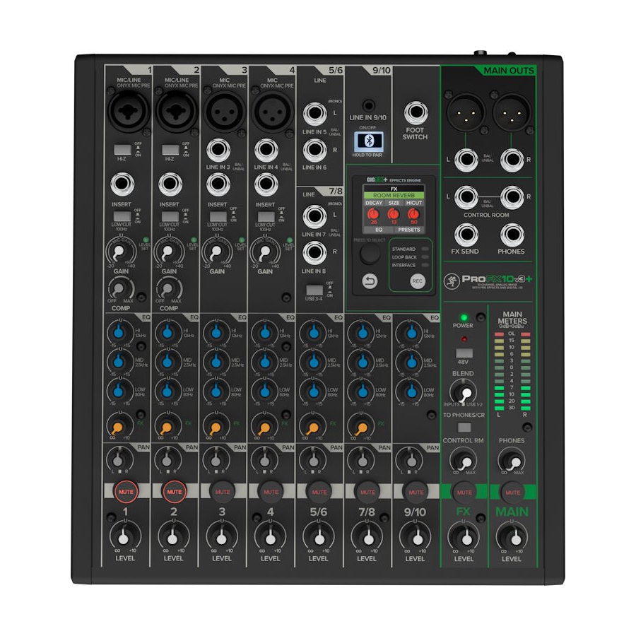 Mackie ProFX10v3+ 10-Kanaalsl USB Mixer met EFX en Bluetooth