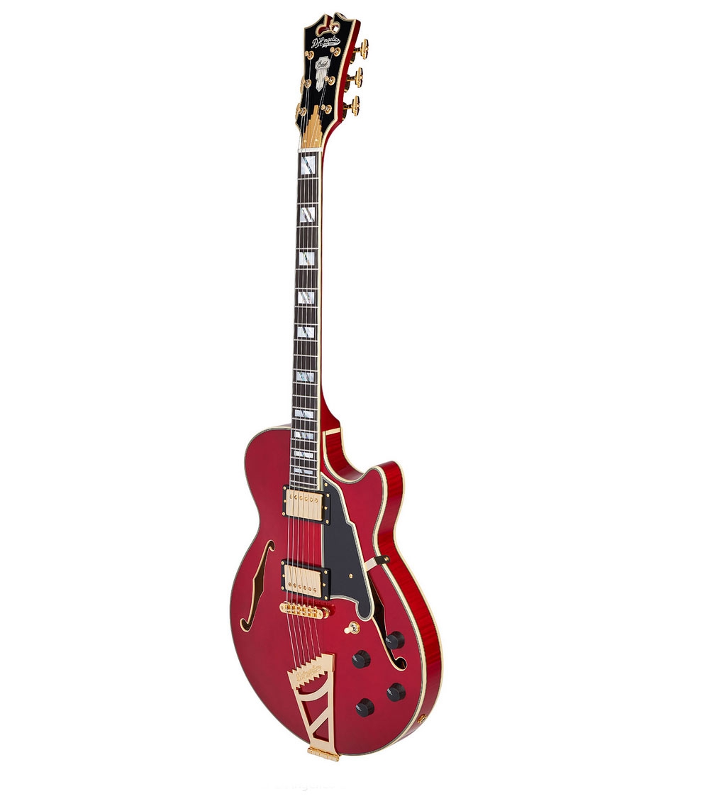 DAngelico Excel SS Stairstep Tailpiece Trans Cherry
