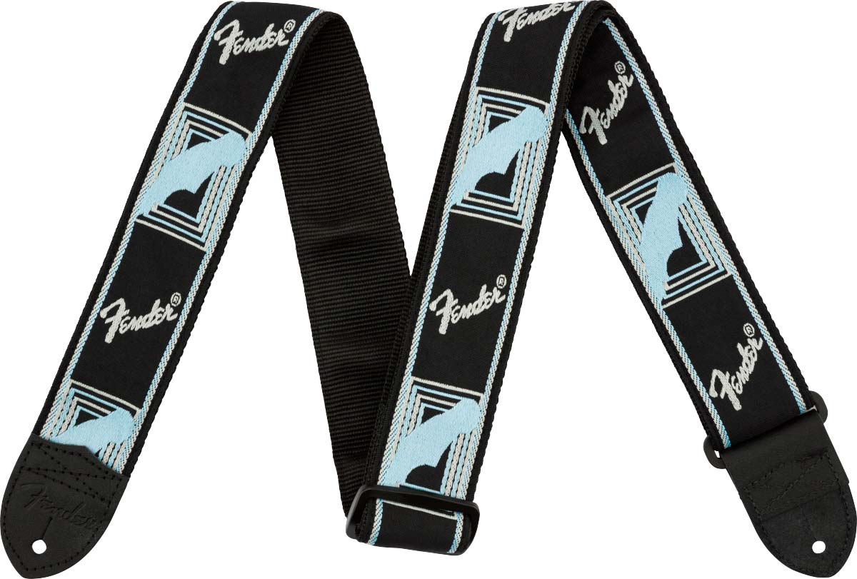 Fender Monogrammed Strap Black Light Grey Blue