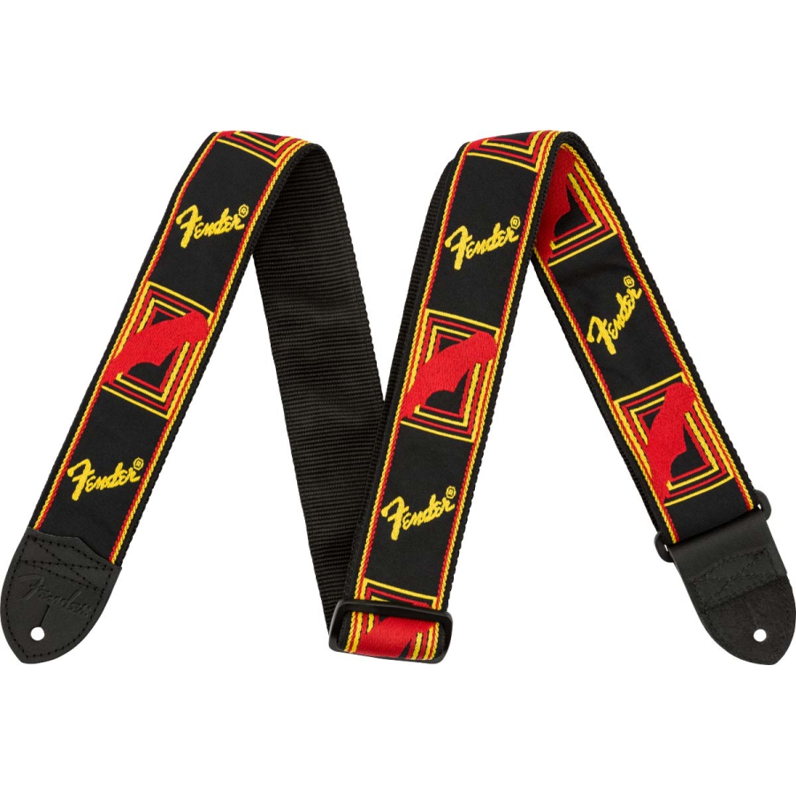 Fender Monogrammed Strap Black Yellow Red