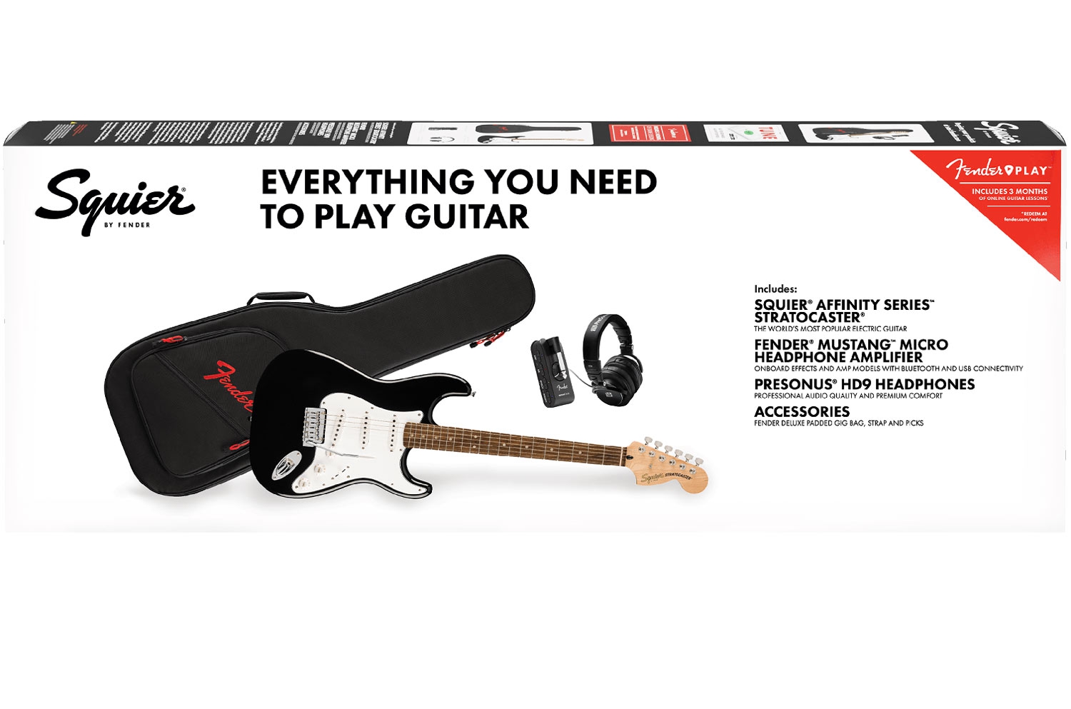 Squier Affinity Series Stratocaster Mustang Micro Pack