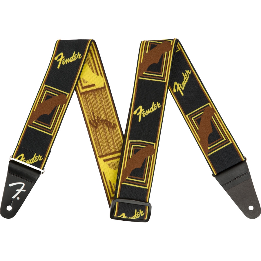 Fender WeighLess Monogram Strap Black Yellow Brown