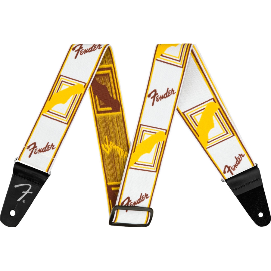 Fender WeighLess Monogram Strap White Brown Yellow