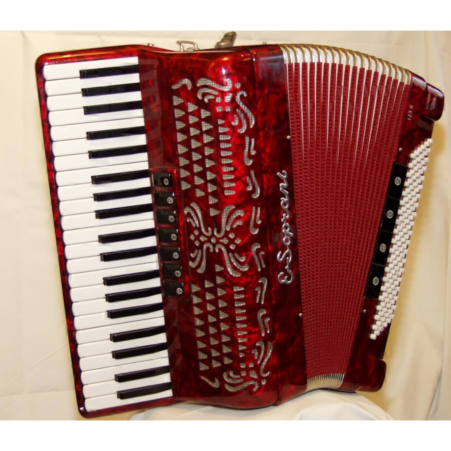 E. Soprani Accordeon 120Bas 3 Korig Rood