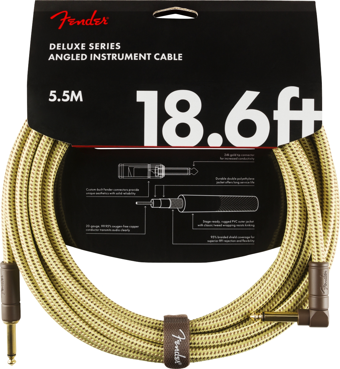Fender Deluxe Series Instrument Cable 5.5 meter Straight/Angle TWD