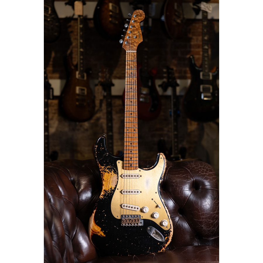 Fender Custom Shop 50s Strat HVY REL MN Black Vintage Burst
