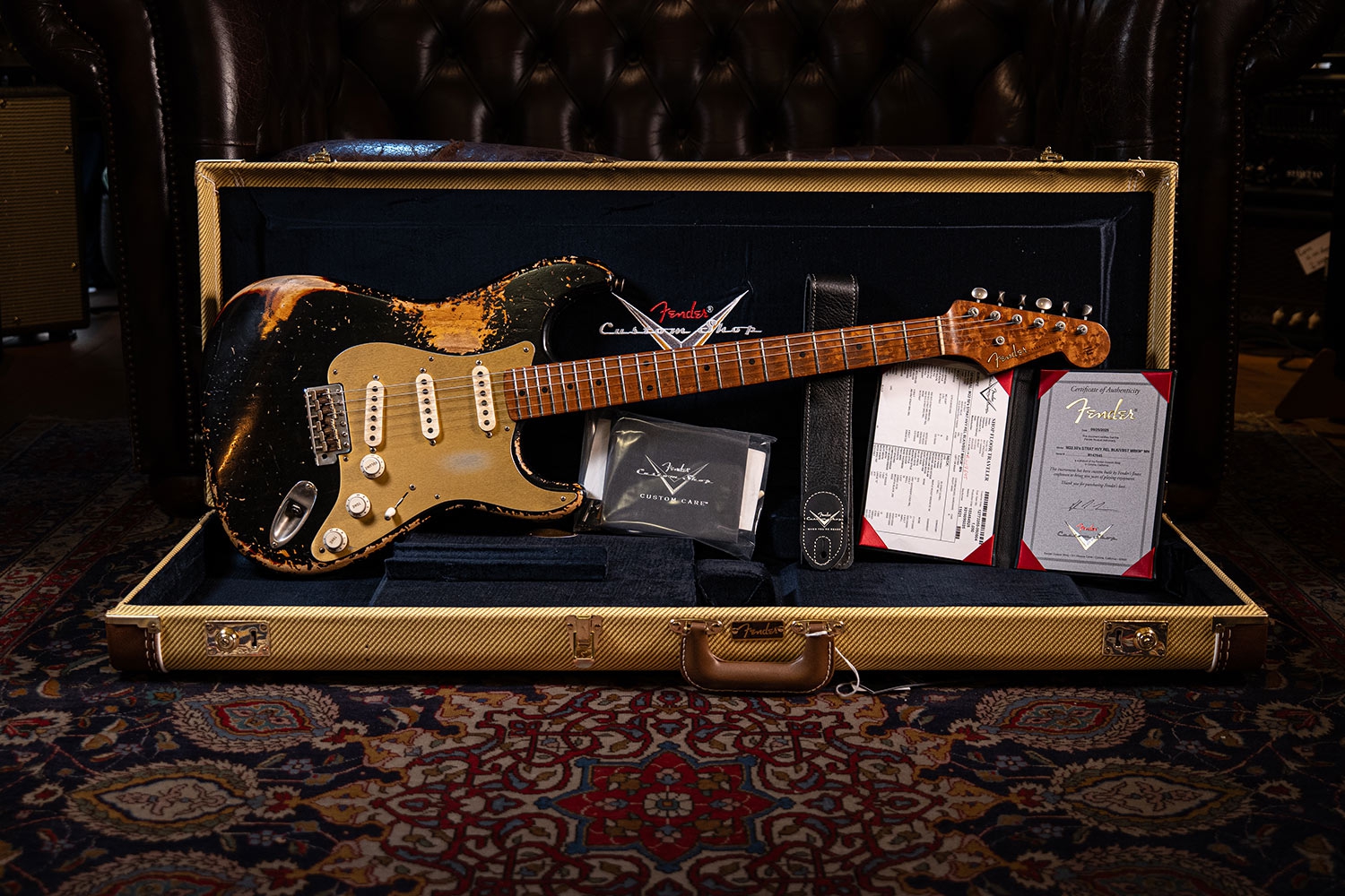 Fender Custom Shop 50s Strat HVY REL MN Black Vintage Burst