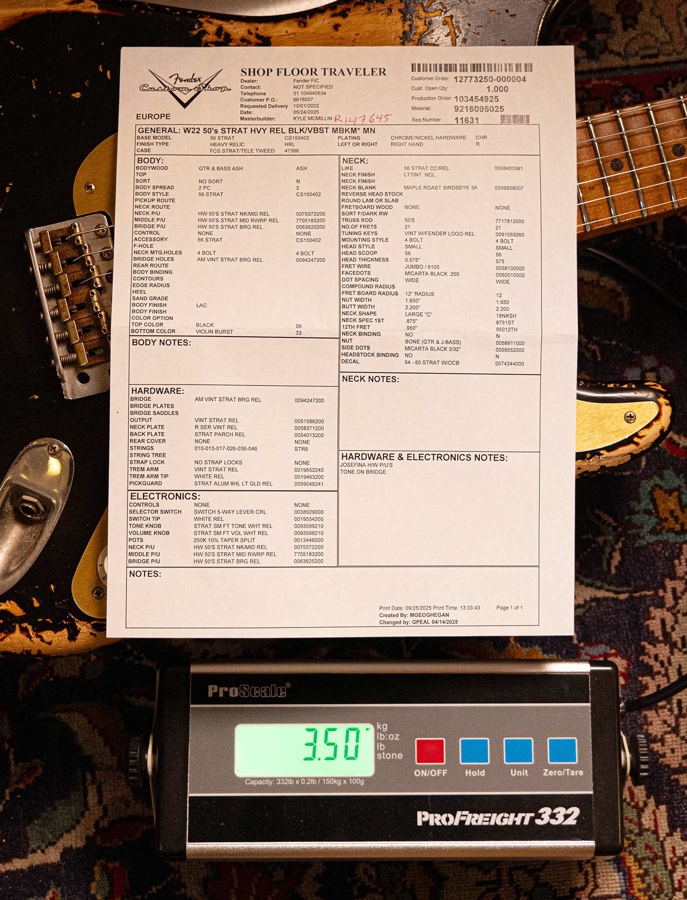 Fender Custom Shop 50s Strat HVY REL MN Black Vintage Burst