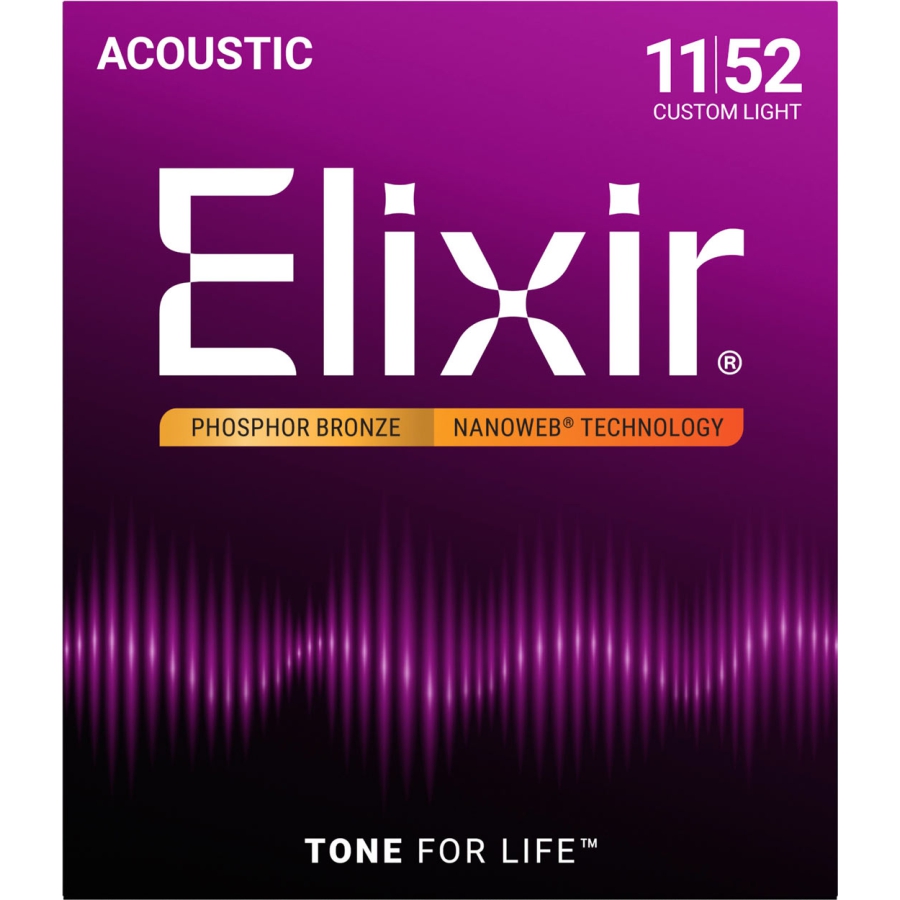 Elixir 16027 Nanoweb Phosphor Bronze Custom Light Snaren