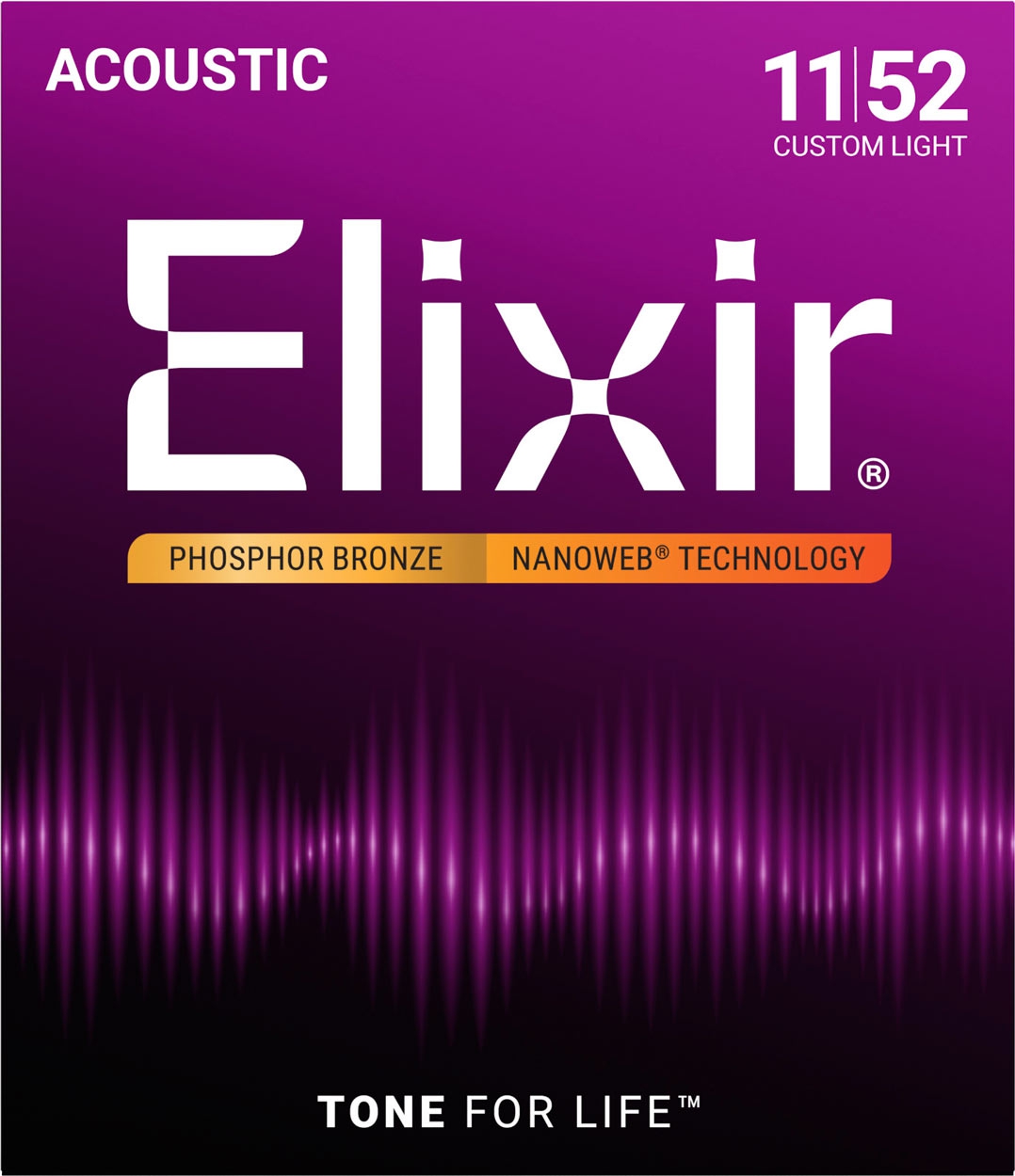 Elixir 16027 Nanoweb Phosphor Bronze Custom Light Snaren