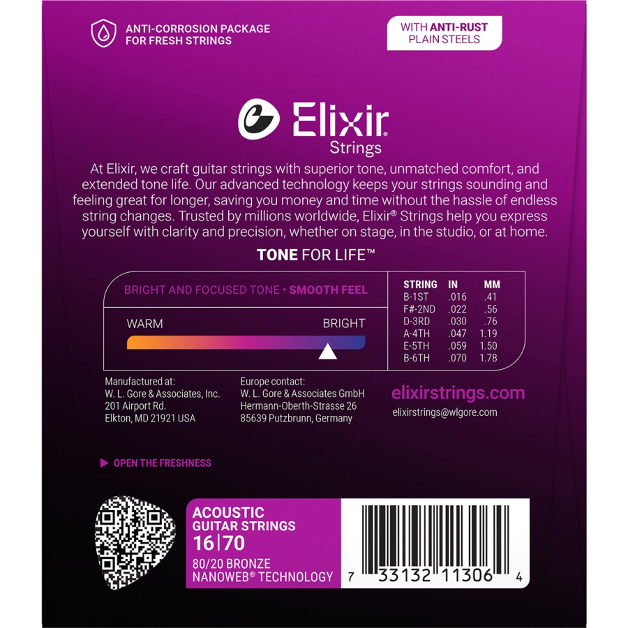 Elixir 11306 Nanoweb Baritone Acoustic