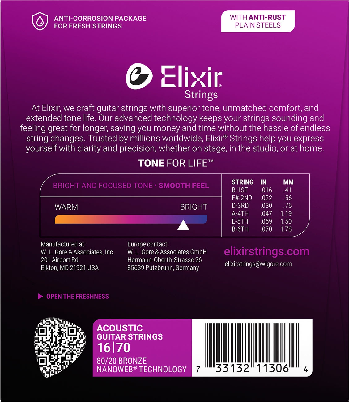 Elixir 11306 Nanoweb Baritone Acoustic