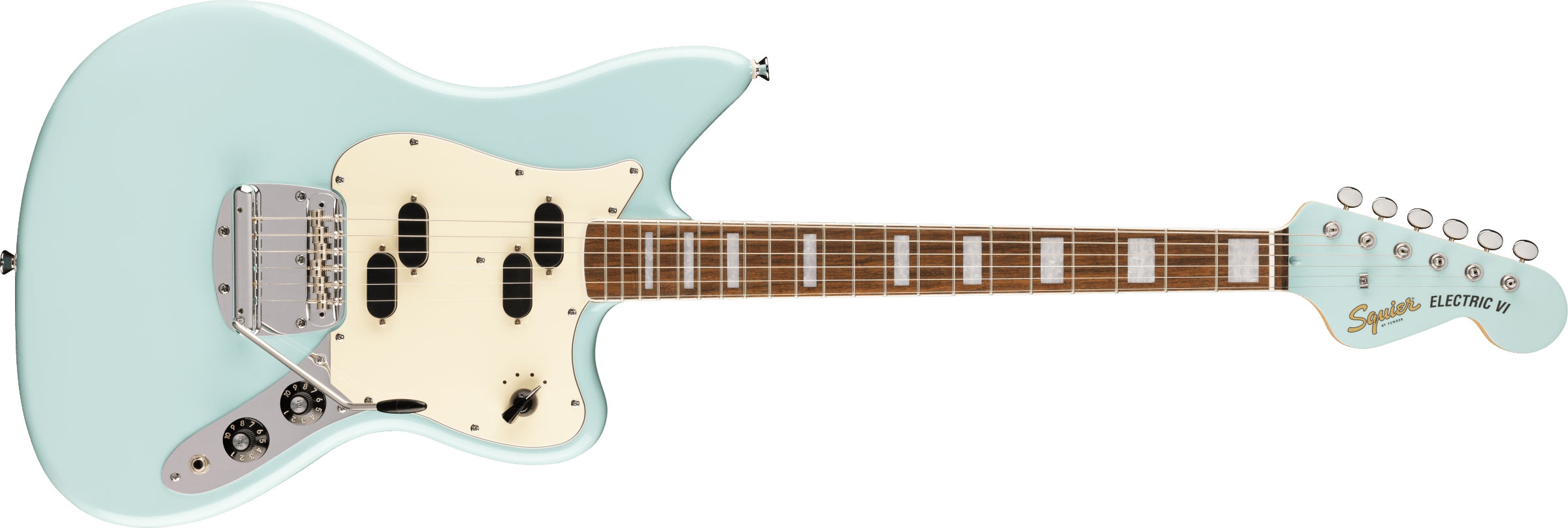 Squier Paranormal Electric VI LRL PPG MH Daphne Blue