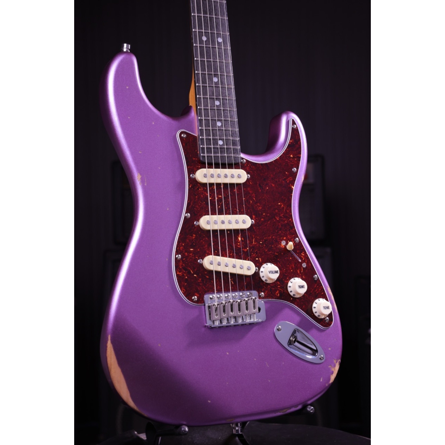 Patina Guitars PS-6 PP R S-stijl SSS Nitro Relic Purple