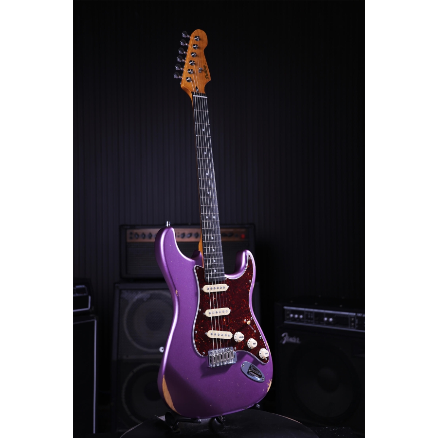 Patina Guitars PS-6 PP R S-stijl SSS Nitro Relic Purple
